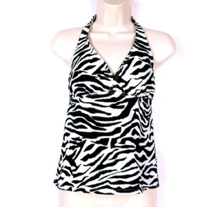 Catalina Women's Halter Bikini Swimsuit Top Size Small Zebra Print - Picture 1 of 3