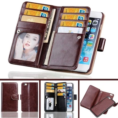 Super Luxury Retro Vintage Senior leather Multfunction Wallet For iPhone Samsung - Image 1 of 4