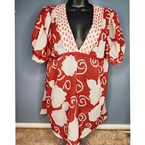 CRYSTAL CANDY SEMI SHEER FLORAL BOHO TOP -LARGE - Picture 1 of 5