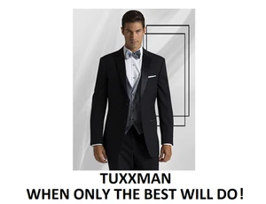 64 R Nice Black 2 button Notch Tuxedo Wool Coat Pants Vest Tie Shirt Big & Tall - Picture 1 of 1