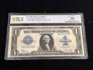 $1 1923 Silver Certificate PCGS VF30 Fr. 237 Speelman, White - Picture 1 of 8