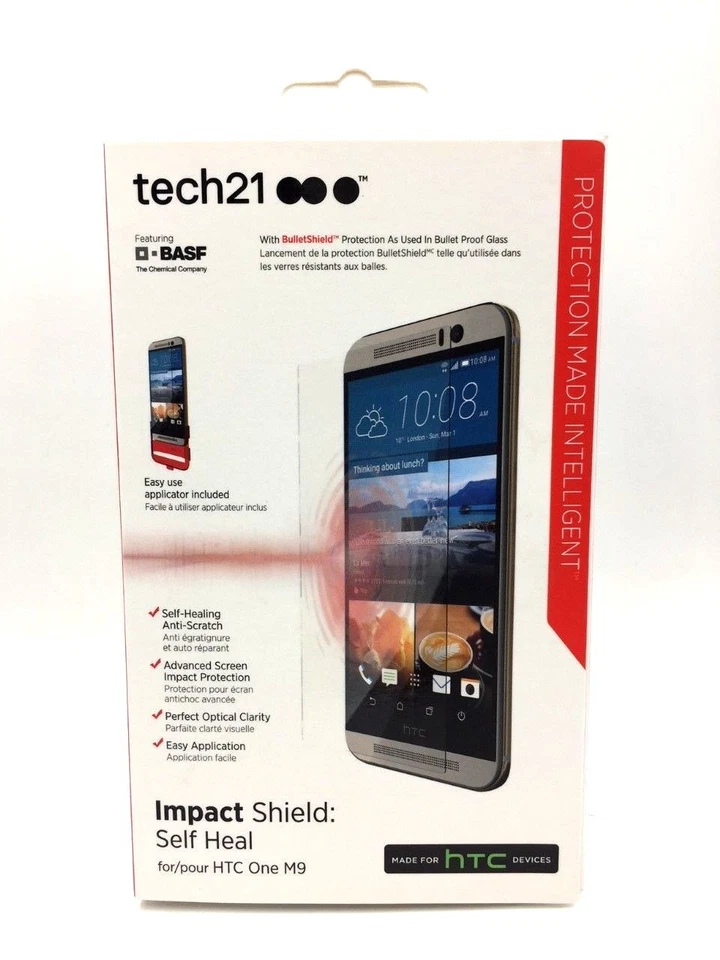 Tech21 HTC ONE M9 Impact Shield Self Heal Screen Protector Guard Overlay - Image 1 of 1