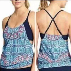 ATHLETA Women Fiji Tankini Sports Bra Top Sz 34D/DD Multicolor Gym Pilates H-25 - Picture 1 of 15