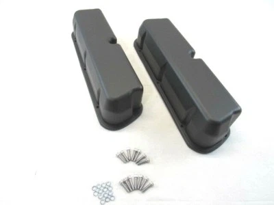 Small Block Ford 289 302 Aluminum Valve Covers Smooth Black E41209BK - Image 1 of 3