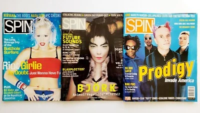 LOT OF 3 SPIN Magazine 90s + Calvin Klein Jeans Ads Poster inside Good Condition - Image 1 of 4