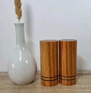 Vintage Wooden Salt & Pepper Shakers – Mid Century Modern Pair – W. Cherry - Picture 1 of 6