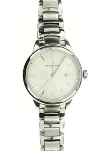 BURBERRY Mens Check Stamped Silver Tone Bracelet 40mm Watch 133544 - Picture 1 of 3