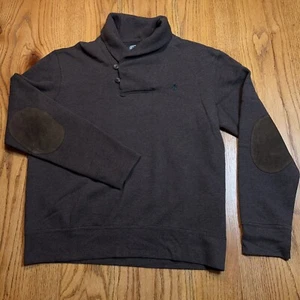 Polo Ralph Lauren maglione scialle uomo grande collo cappuccio grigio toppa gomito pullover - Foto 1 di 8