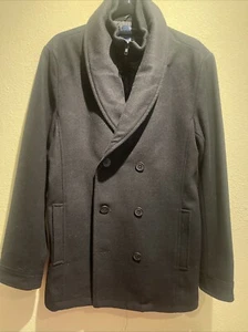 American Rag Jacket S Mens Small Black Wool Blend Dress Pea Coat W/bib - Picture 1 of 7
