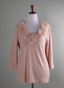 LAUREN RALPH LAUREN NWT $65 Darling Ruffle Lace Ribbed V-Neck Tie Top Size 2X - Picture 1 of 6