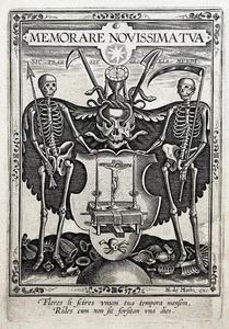 Nicolas de MATHONIERE Memorare novissima tua. Gravure. ALLEGORIE Death allegory - Imagen 1 de 3
