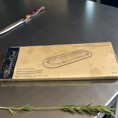 Pampered Chef Bamboo Cracker Snack Serving Party Tray Platter 2247 Wood 15 x 5" - Image 1 of 4