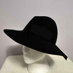 Borsalino Black Felt Fedora Sun Hat Trilby Cap. Size S - Picture 1 of 14