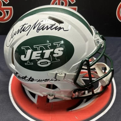 Curtis Martin Autographed New York Jets Signed Speed Authentic Helmet PSA DNA - Image 1 of 4
