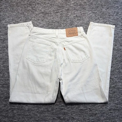 Levis Jeans Womens W28 L30 White Denim 891 02 Orange Tab Straight Fit Button Fly - Image 1 of 4