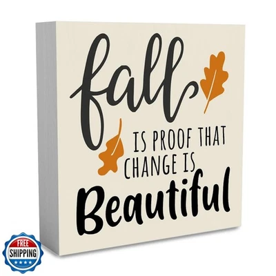 Rustic Autumn Fall is Proof That Change is Beautiful Wood Box Sign, Farmhouse - Image 1 of 4