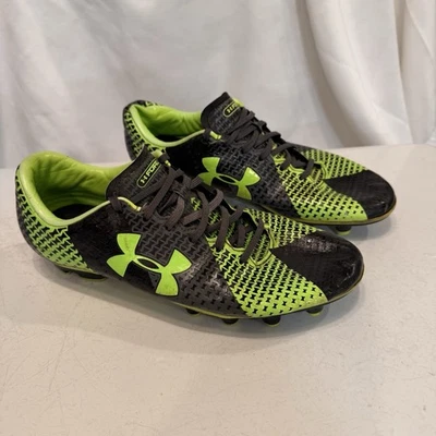 Botines de fútbol Under Armour zapatos deportivos negro y verde con logotipo para hombre 10 Foto 1 de 4