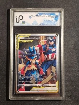 POKEMON - CAP. AMERICA & LUCARIO - GRAAD - GOLD METAL CARD - INGLESE - ENGLISH - Immagine 1 di 3