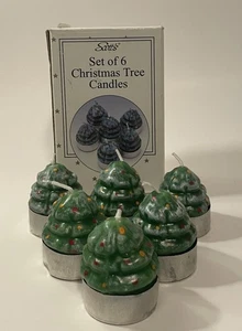 Juego De Colección De 6 Mini Velas Tealight Verde Árbol De Navidad Scott's en Caja - Imagen 1 de 6