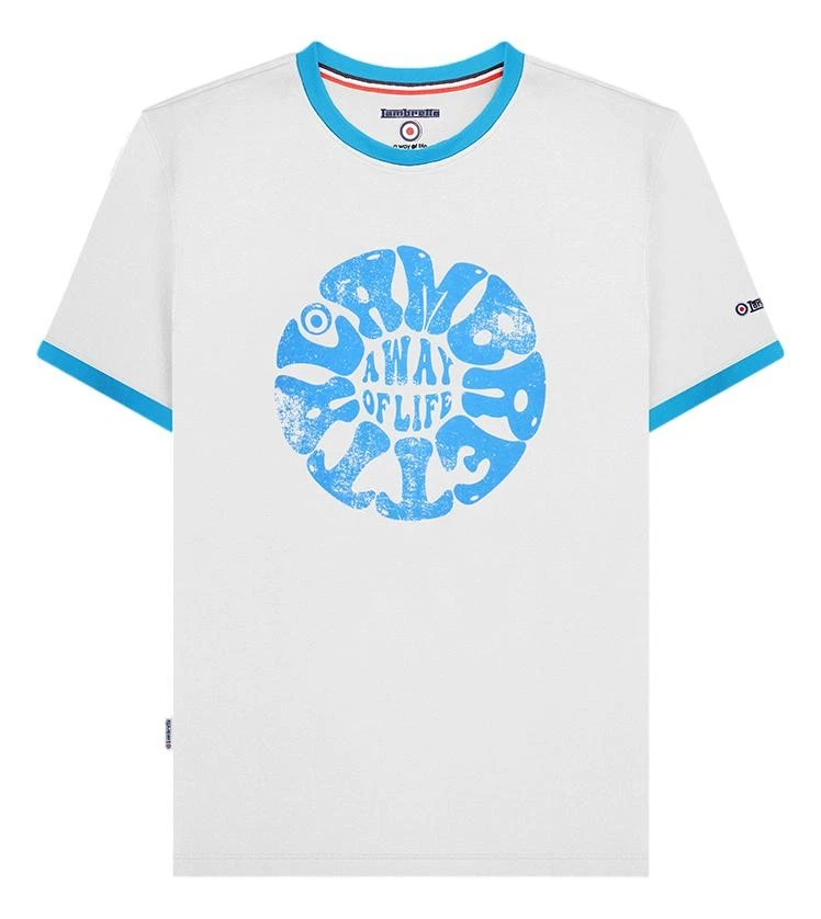 Lambretta Mens White Festival Ringer Casual Retro Soul SKA T-Shirt - Image 1 of 1