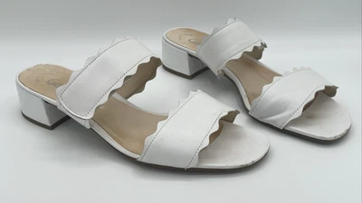 Mujer Gabor US 6 Blanco Cuero Correa Ajustable Cómoda Sandalia Punta Abierta Tacón Foto 1 de 4