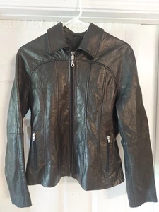Wilsons Maxima Womens Small Brown Leather Jacket Full Zip/zip Pockets(READ) - Picture 1 of 17