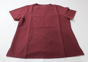 Mandala Women's Short Sleeve One Pocket V-Neck Scrub Top EJ2 Raisin Large NWT - Picture 1 of 3