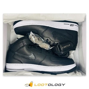 2022 Nike Stussy X Air Force 1 MID Black Snakeskin 10.5 M DJ7840-001 Neu im Karton - Bild 1 von 12