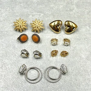 Lot of 7 Pairs Avon Clip On Style Earrings Gold and Silver Tone Faux Pearls+ - Picture 1 of 16
