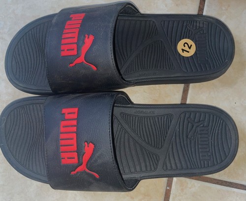SANDALI SLIP ON SLIDES PUMA COOL CAT SPORT UOMO NERO ROSSO Taglia 12