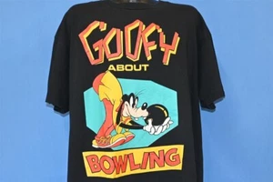 vtg 90s DISNEY GOOFY ABOUT BOWLING CARTOON BIG PRINT BLACK COTTON t-shirt 2XL - Picture 1 of 4