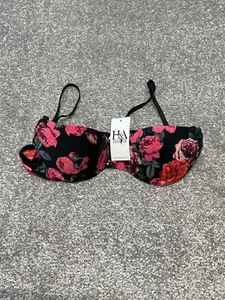 Women’s Black/Rose Push Up Bra (H & A Fashion) Size S/32 - Picture 1 of 9