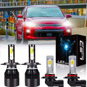 For Kia Rio 2016-2019 2020 LED Headlight Hi/Lo Beam Fog Light Bulbs Combo Kit - Picture 1 of 15