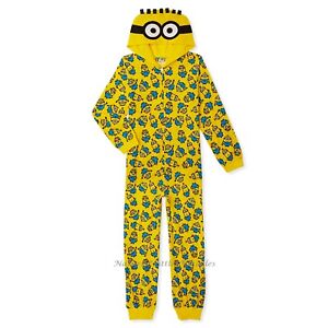 Minion Pajamas Size 6-12 Boys One Piece Union Suit Blanket Sleeper Costume Girls