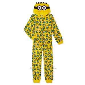 Minion Pajamas Size 6-12 Boys One Piece Union Suit Blanket Sleeper Costume Girls - Picture 1 of 3