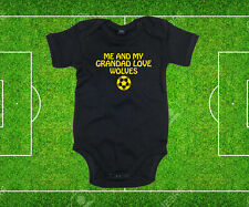 Wolverhampton Dad Grandad Love Football fan Gold Text Black baby grow bodysuit 