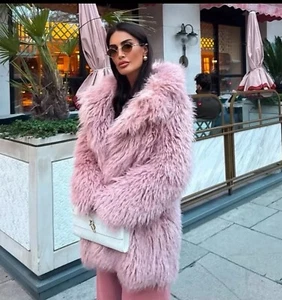 ZARA ZW COLLECTION FAUX FUR COAT PINK FW24/25 SIZE XS REF. 3362/240 - Picture 1 of 5