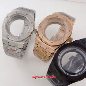 41 mm étui bracelet montre en acier inoxydable brossé pour NH35 NH36 PT5000 saphir