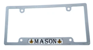 Mason Masonic Flag car License Plate Frame chrome plated plastic tag holder CP08 - Foto 1 di 5
