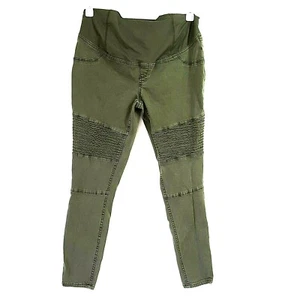 Isabel Maternity Jeans Womens Size 4 Green Moto Stretch Crossover Tummy Panel - Picture 1 of 11