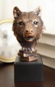 Ebros Rustic Woodlands Spirit Wolf Bust Electroplated Bronze Finish Statue Decor - Picture 1 of 6