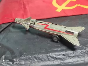 VINTAGE ROCKET FRICTION TOY 60s SPACESHIP ROMANIA AGATEX PRETUL LEI SOVIET ERA - Picture 1 of 24
