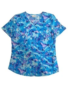 Damen blau Schneeflocken Peeling medizinischer Kittel Peelings Shirt - Bild 1 von 1