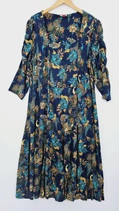 Joe Browns Peacock Maxi Dress Womens UK 24 Blue Gold Long Winter Sun Boho Hippie - Picture 1 of 12