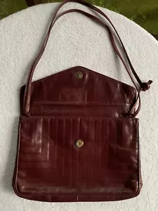 Borsa a mano vintage Barbara Bolan tracolla Italia vera pelle sottile bordeaux cucita - Foto 1 di 9