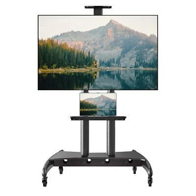 DOPPY Mobile Rolling TV Cart Heavy Duty TV Cart with Wheels for 55''-85" TVs