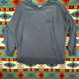 Reebok Pullover Sweatshirt Athleisure Logo Crew Neck Comfy Casual Blue - Picture 1 of 10