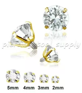 Set punte acciaio chirurgico 16G placcato oro PVD 316L zirconi Labret Tragus parte superiore - Foto 1 di 1