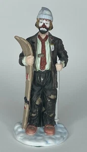Vintage Hobo Ski Clown Emmett Kelly Jr Flambro Figurine Skiing Snow Winter EUC - Picture 1 of 9