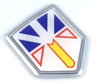 Newfoundland Canada province shield shape Flag Car Chrome Emblem Decal - Foto 1 di 4